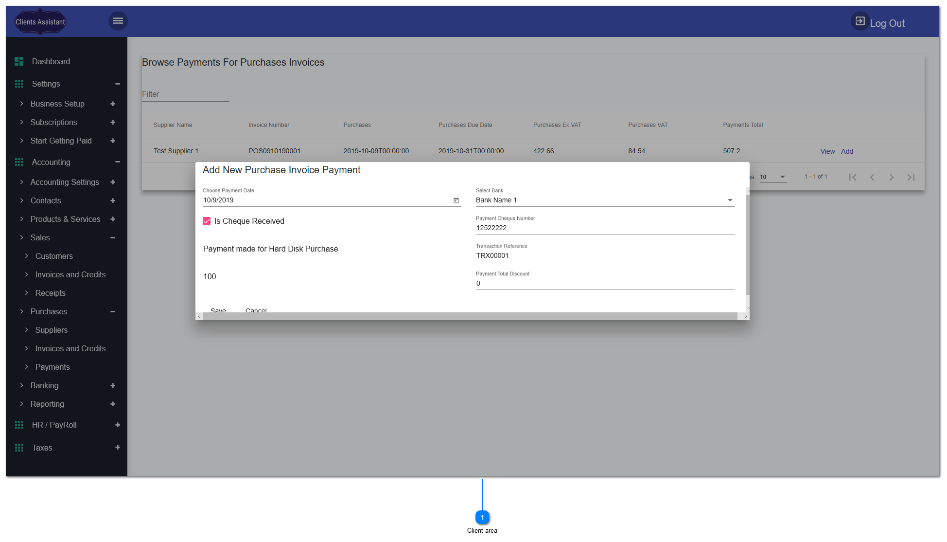  Add Payment for Purchase Invoice