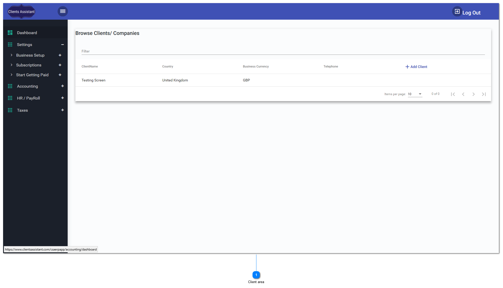  List of added clients/companies